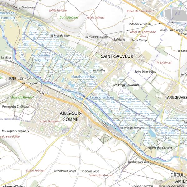 Plan cartographique de Étang d'Ailly sur Somme