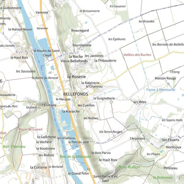 Plan cartographique de Étang d'Archigny (Bellefonds)