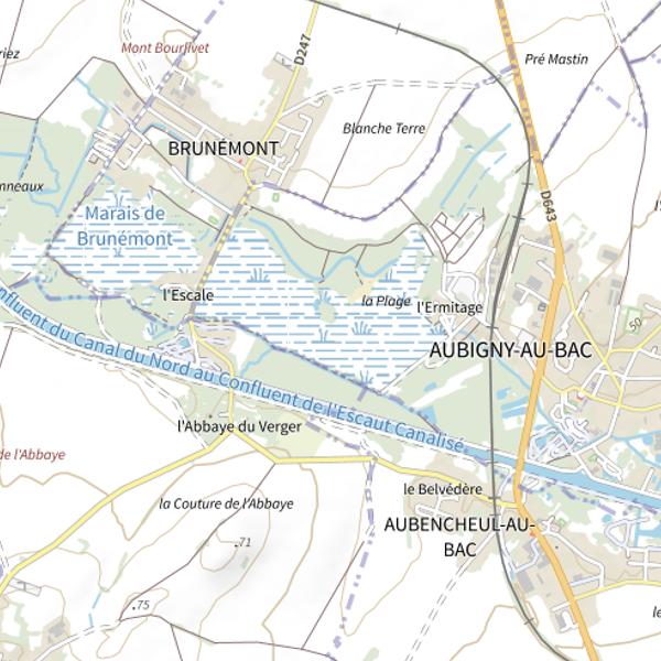 Plan cartographique de Étang d'Aubigny (Aubigny-au-Bac)
