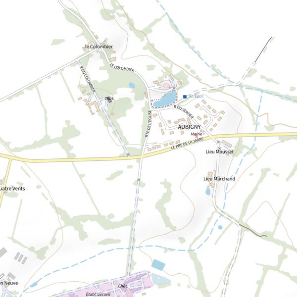 Plan cartographique de Étang d'Aubigny (Aubigny)