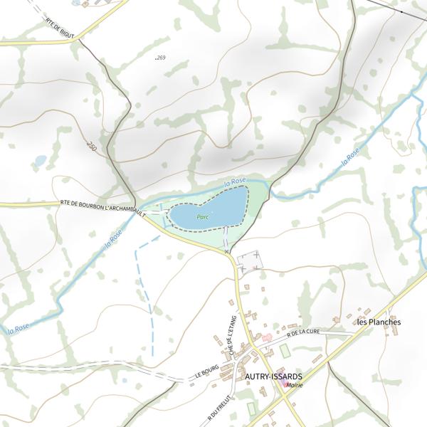 Plan cartographique de Étang d'Autry Issards