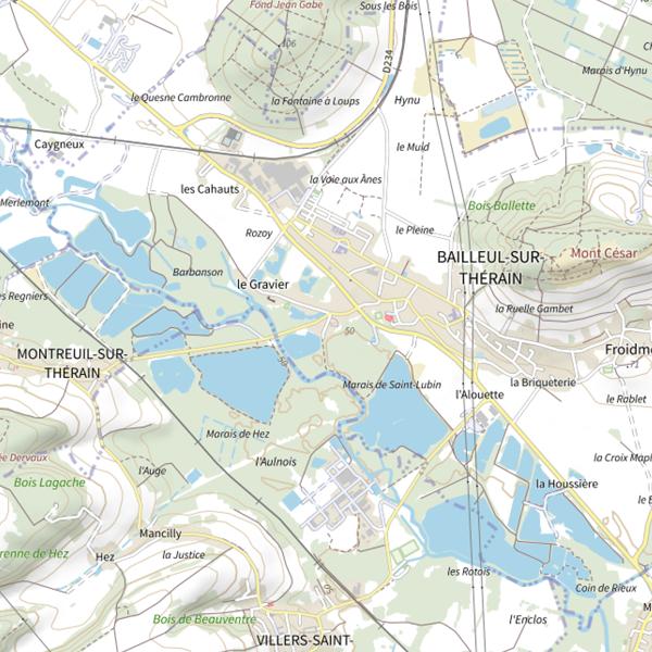 Plan cartographique de Étang de Bailleul sur Therrain
