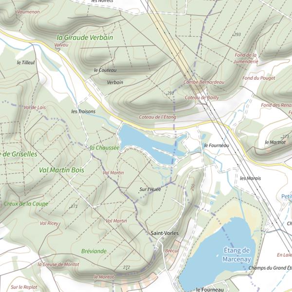Plan cartographique de Étang de Bailly