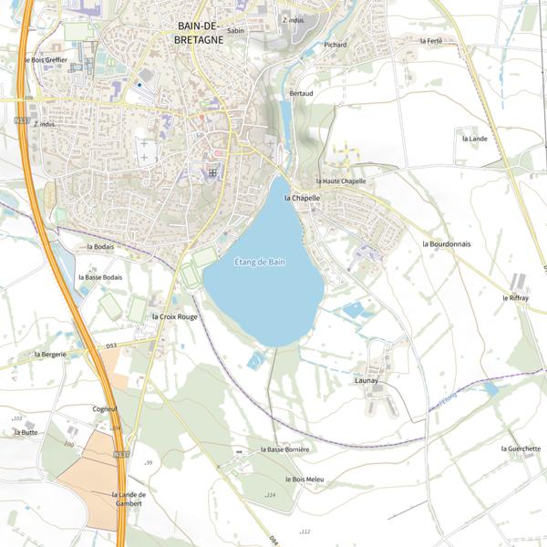 Plan cartographique de Étang de Bain