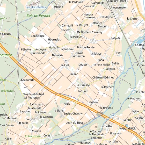 Plan cartographique de Étang de Barsac