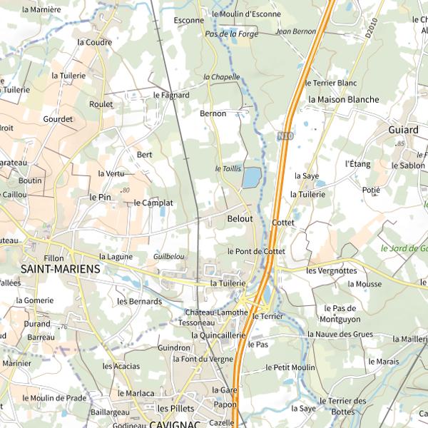Plan cartographique de Étang de Belou