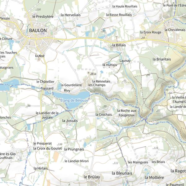 Plan cartographique de Étang de Bélouze
