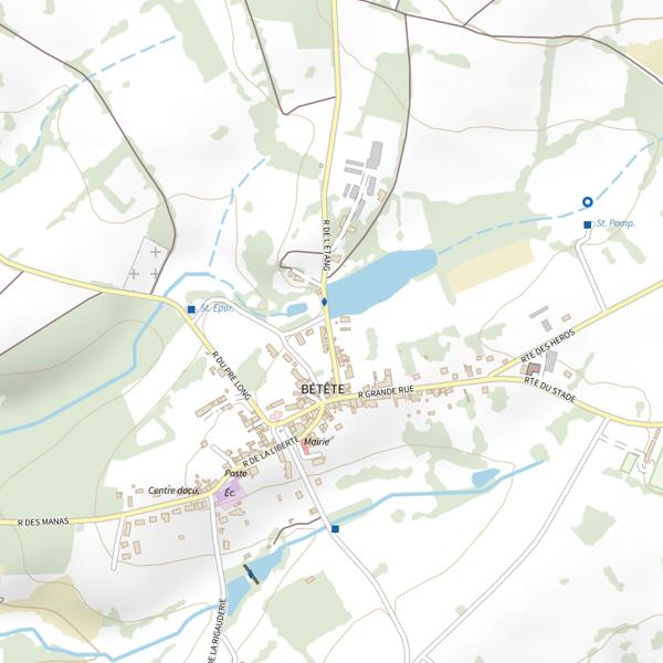 Plan cartographique de Étang de Bétête