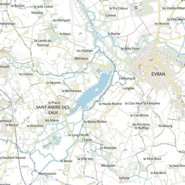 Plan cartographique de Étang de Bétineuc