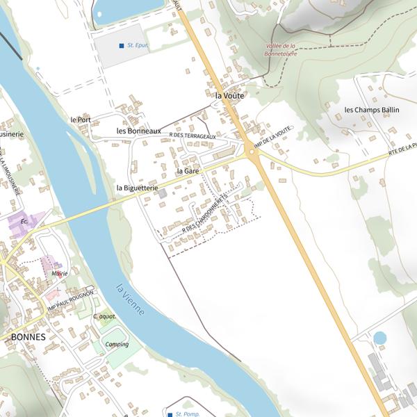 Plan cartographique de Étang de Bonnes