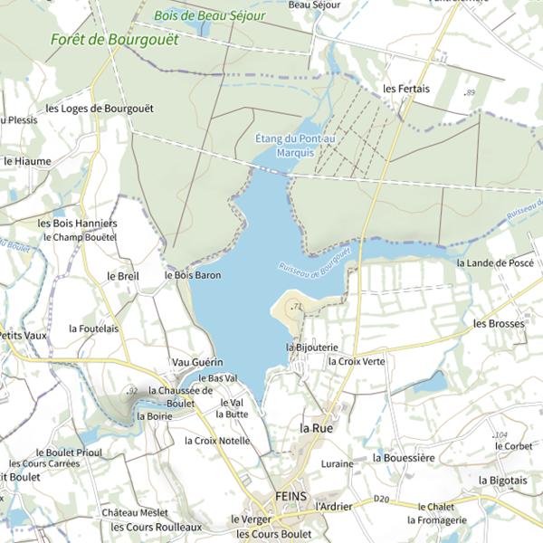 Plan cartographique de Étang de Boulet