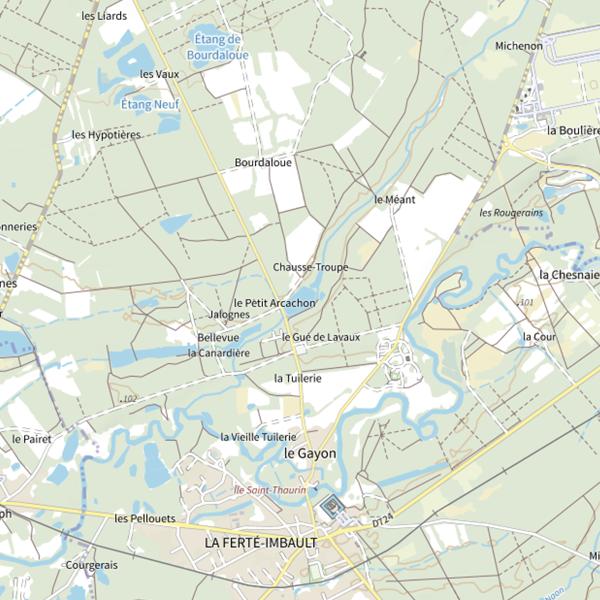 Plan cartographique de Étang de Bourdaloue