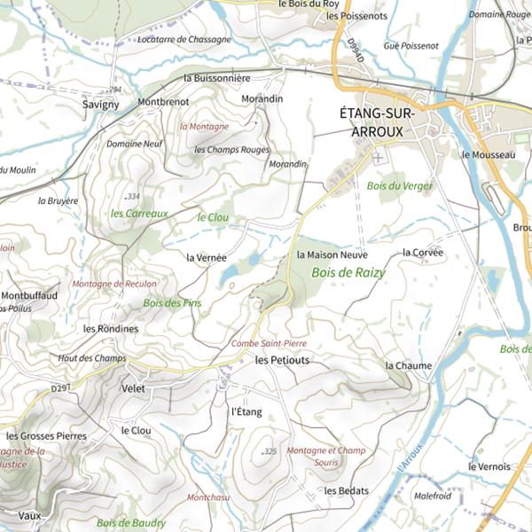 Plan cartographique de Étang de Boussons