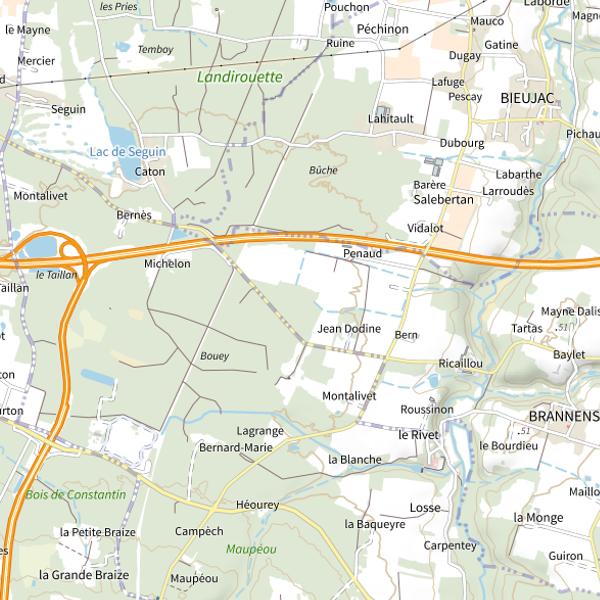 Plan cartographique de Étang de Brannens