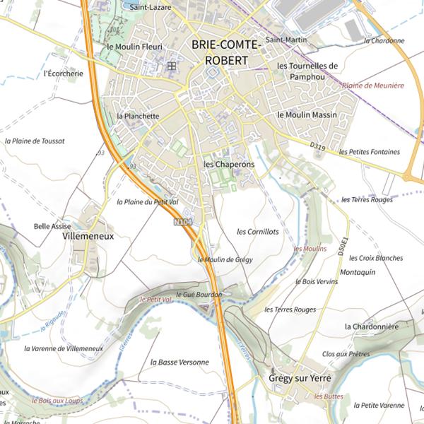 Plan cartographique de Étang de Brie Comte Robert