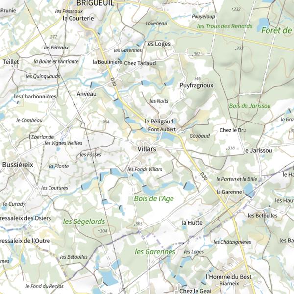 Plan cartographique de Étang de Brigueuil