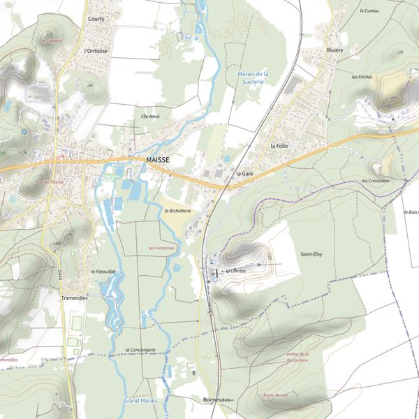 Plan cartographique de Étang de Buno-Bonnevaux