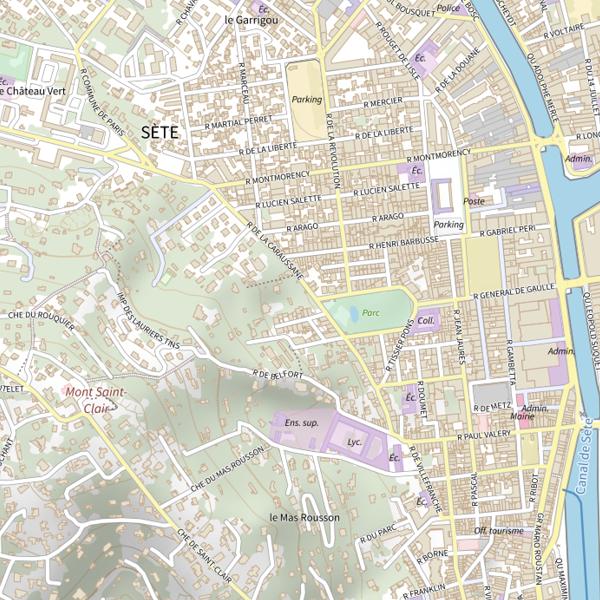 Plan cartographique de Étang de Caraussans (Sète)