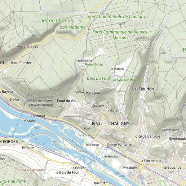 Plan cartographique de Étang de Chaligny