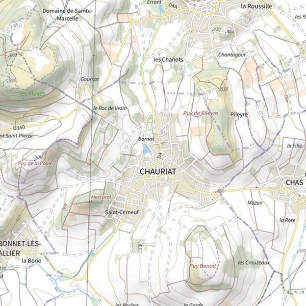 Plan cartographique de Étang de Chauriat