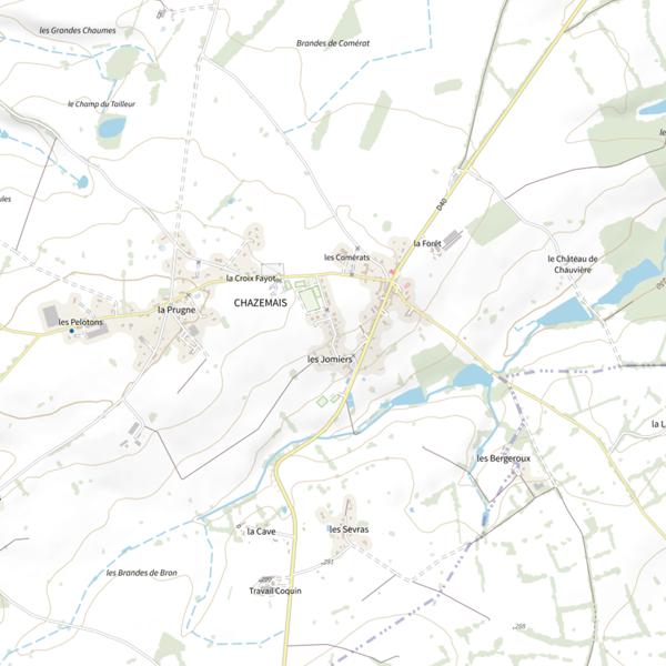 Plan cartographique de Étang de Chazemais