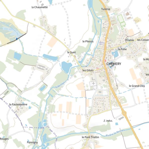 Plan cartographique de Étang de Chémery