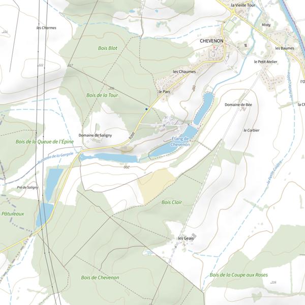 Plan cartographique de Étang de Chevenon