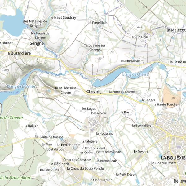 Plan cartographique de Étang de Chevré