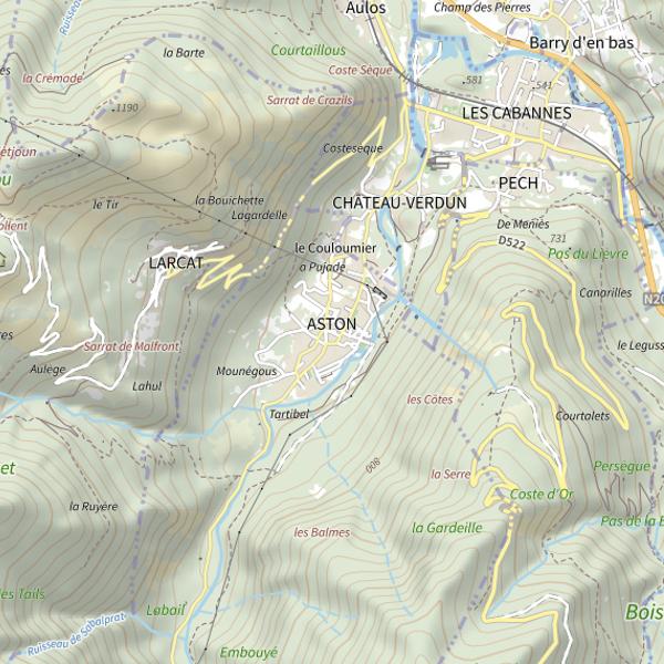 Plan cartographique de Étang de Cloutels