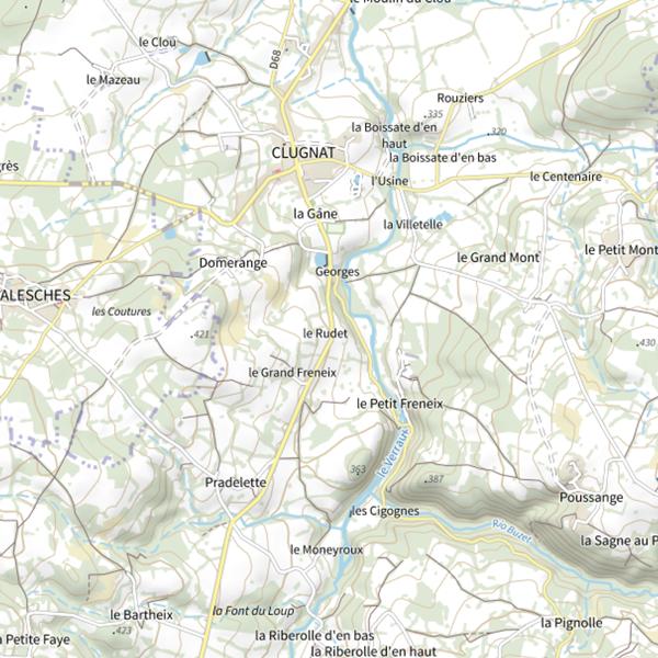 Plan cartographique de Étang de Clugnat