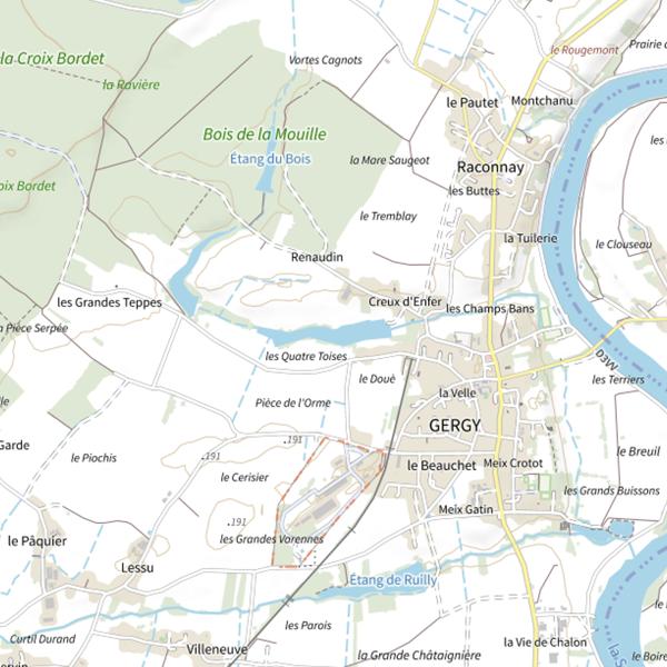 Plan cartographique de Étang de Colonges