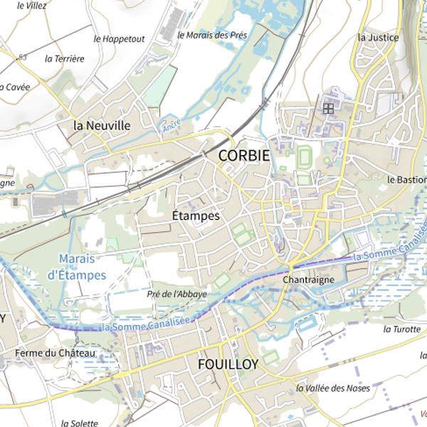 Plan cartographique de Étang de Corbie