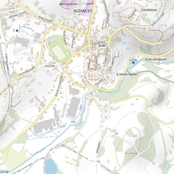 Plan cartographique de Étang de Coux