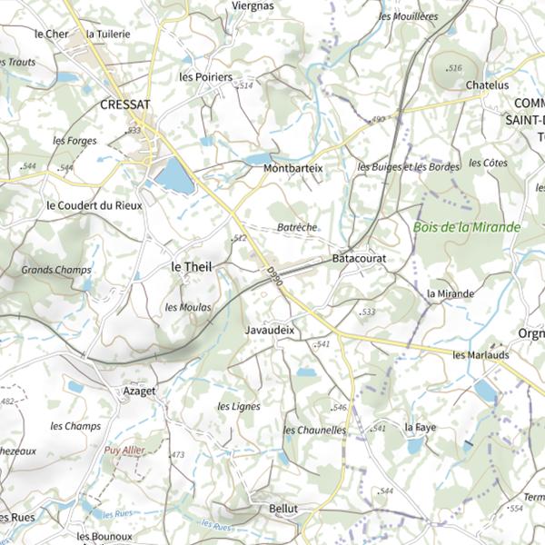 Plan cartographique de Étang de Cressat