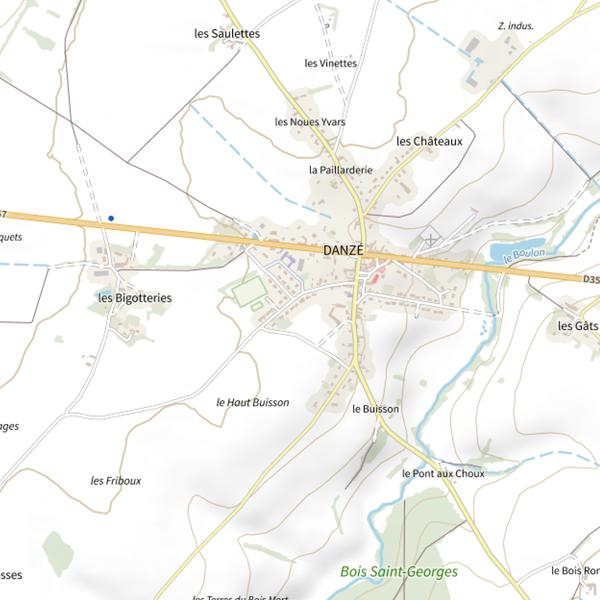 Plan cartographique de Étang de Danzé