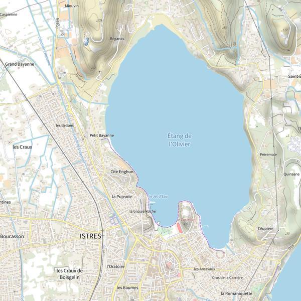Plan cartographique de Étang de Distré