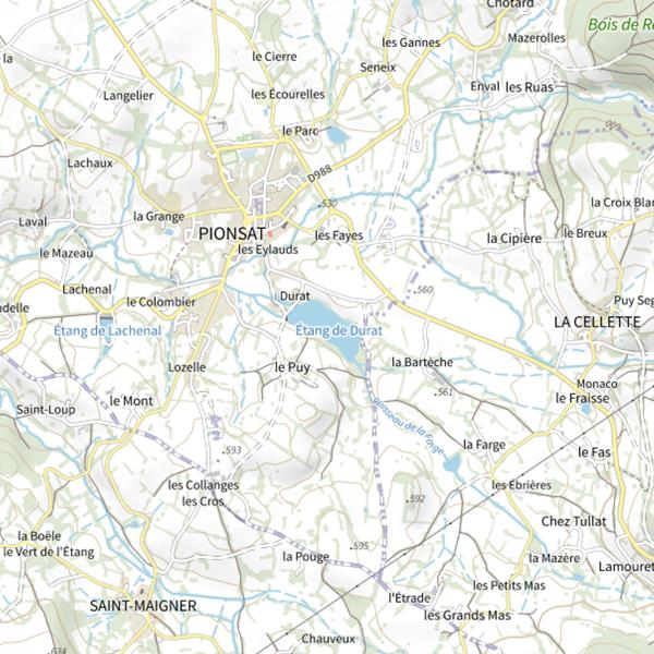 Plan cartographique de Étang de Durat