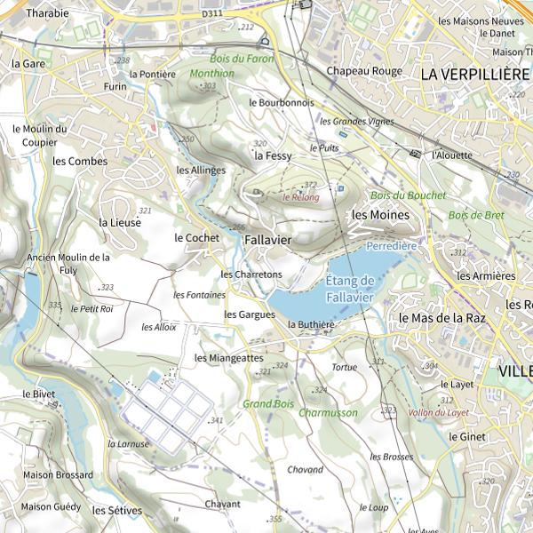 Plan cartographique de Étang de Fallavier