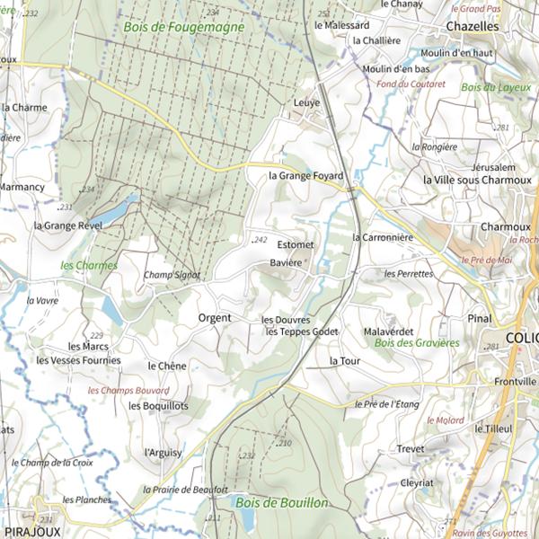Plan cartographique de Étang de Fougemagne