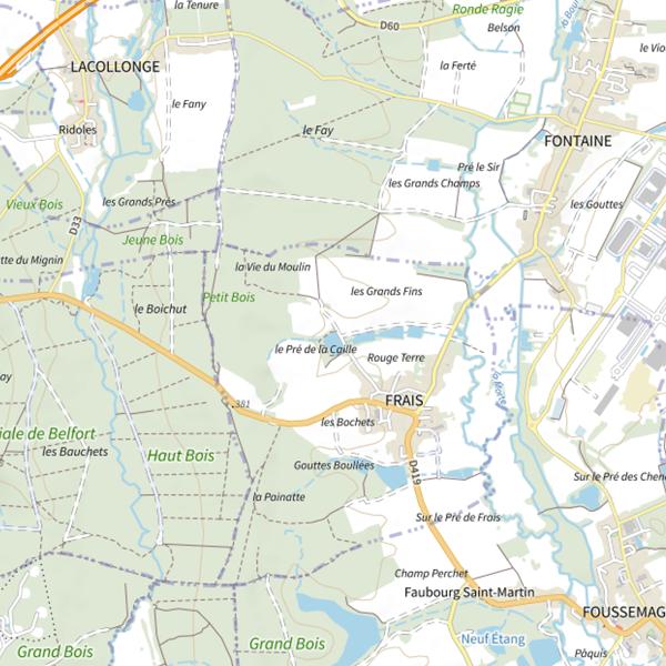 Plan cartographique de Étang de Frais