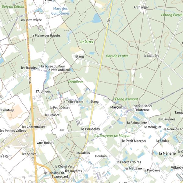 Plan cartographique de Étang de Fresnes