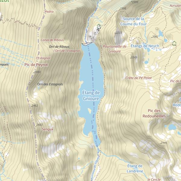 Plan cartographique de Étang de Gnioure