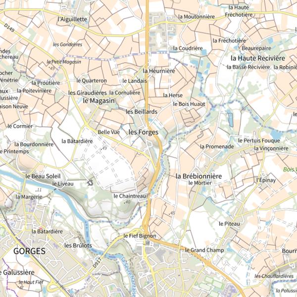 Plan cartographique de Étang de Gorges