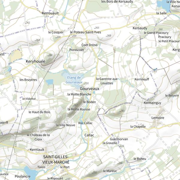 Plan cartographique de Étang de Gourveaux