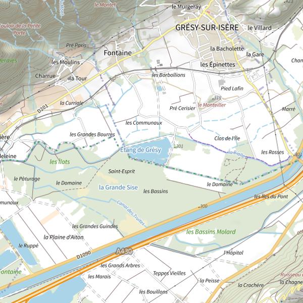 Plan cartographique de Étang de Grésy