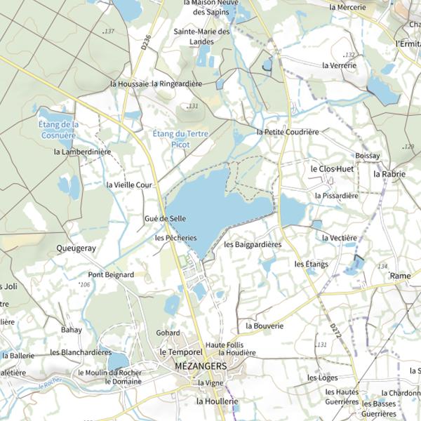 Plan cartographique de Étang de Gué de Selle