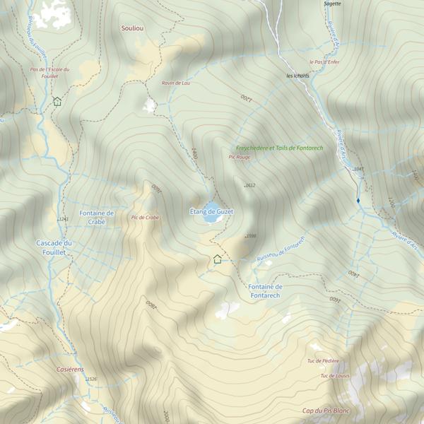Plan cartographique de Étang de Guzet