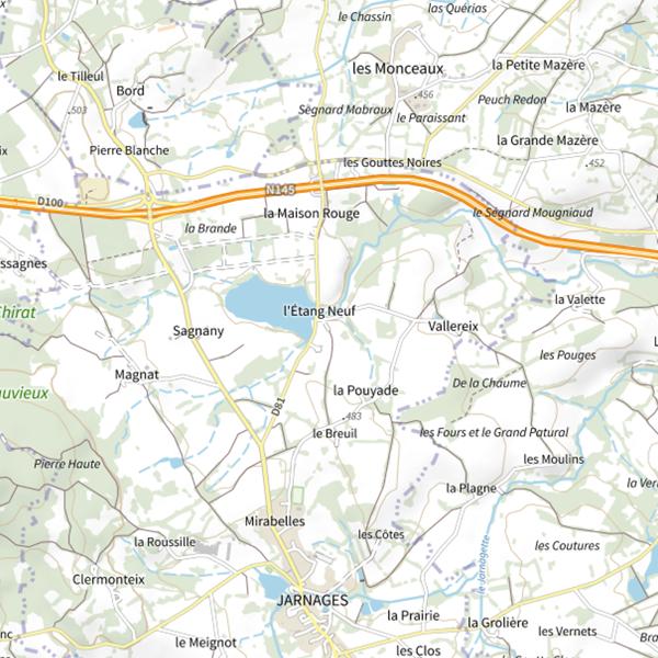 Plan cartographique de Étang de Jarnages