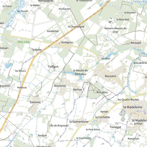Plan cartographique de Étang de Kercabus
