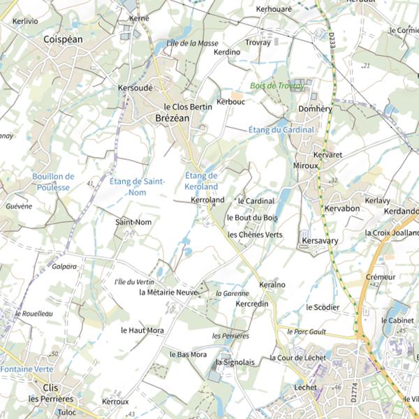 Plan cartographique de Étang de Keroland